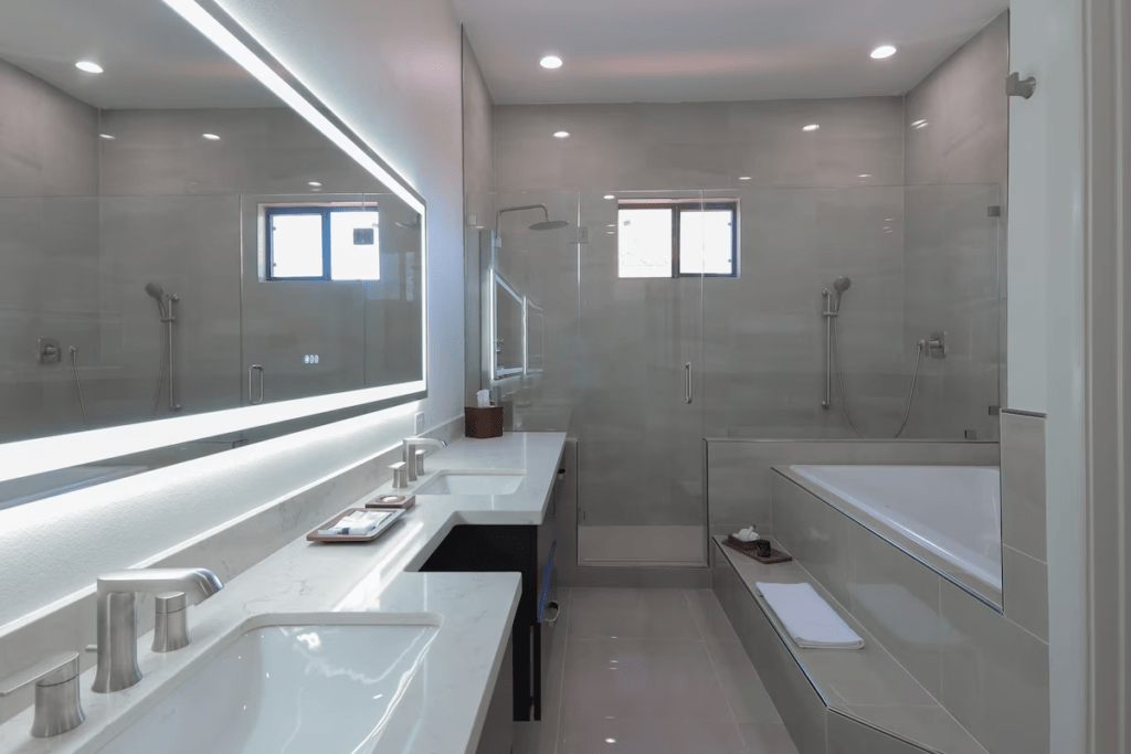 The suite offers a private bathroom with a jetted bathtub